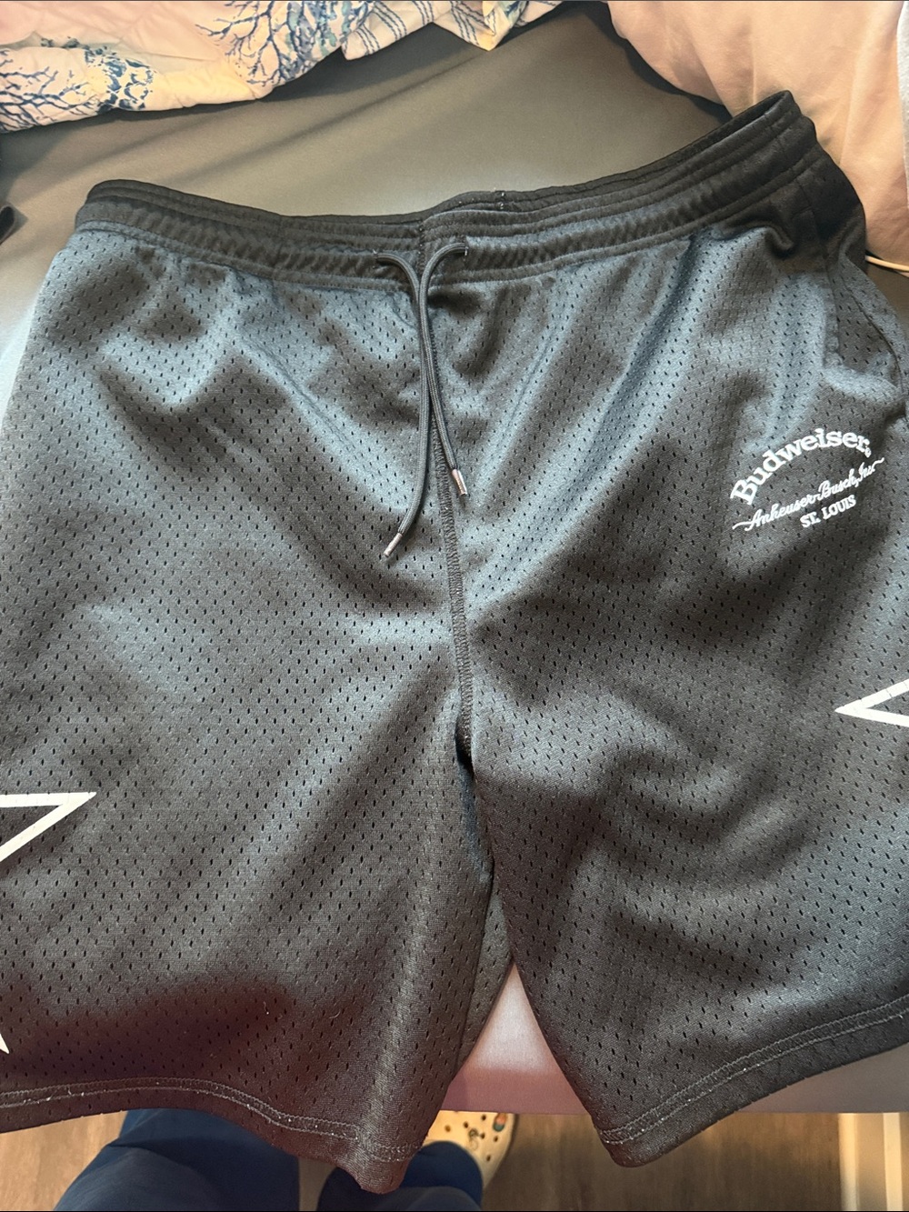 Budweiser Black Athletic Mesh Shorts with White Logo